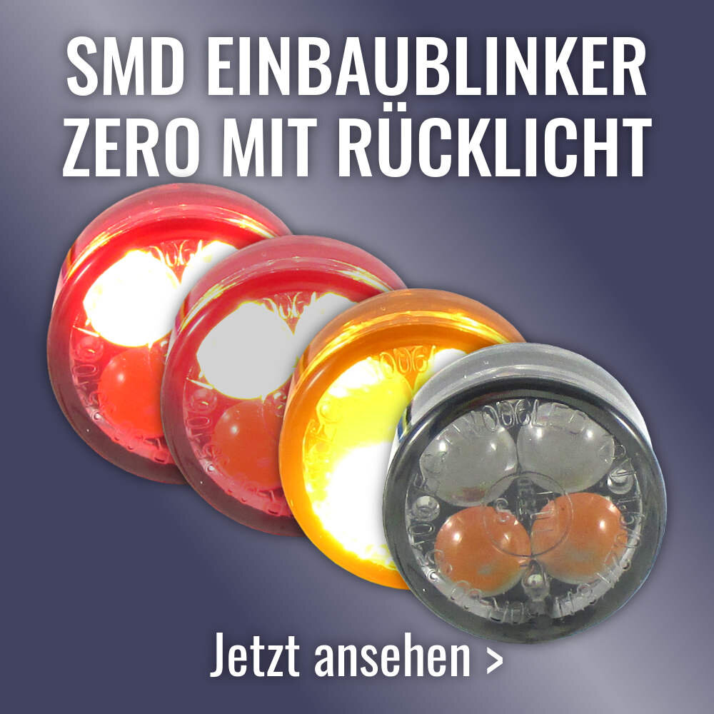 Motorrad SMD Einbaublinker ZERO mit Rücklicht und Bremslicht